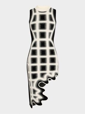 NWT | PH5 “Bella” UV Reactive Wavy Plaid Bodycon Dress | Asymmetric Hem | Medium